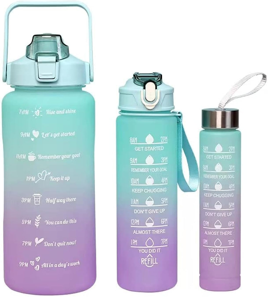 Plan A 3 in 1 Digital Water Bottle Set 2L Jumbo Bottle 1L Easy Carry Half Liter Bottle with Stainless Lid