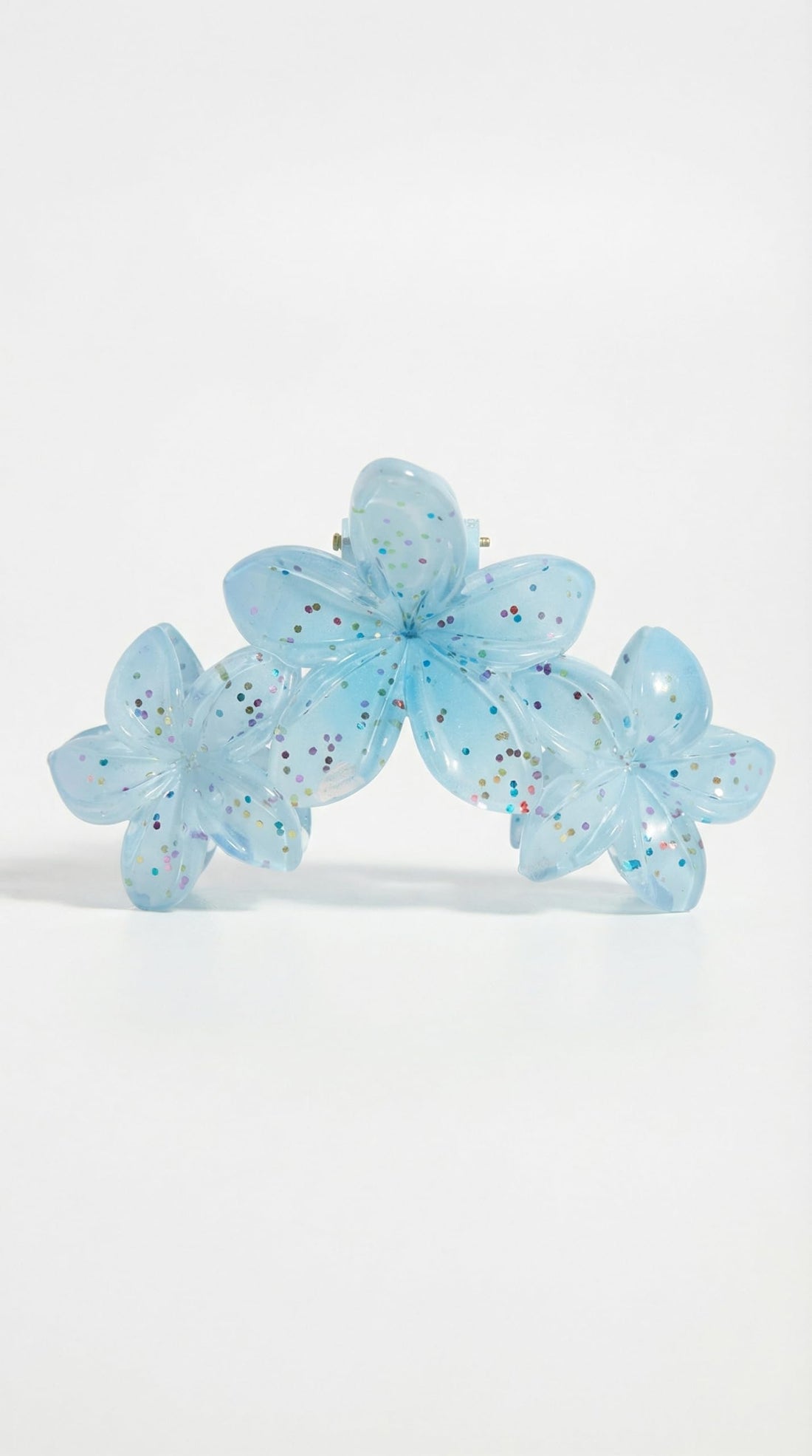 Nopatia "Glitter Flowers" Hair Clips Set of 12, Clear Hair Tweezers with Shiny Trio Flower Design, Stylish and Strong Hair Accessories for Daily Styles and Occasions (Baby Blue)