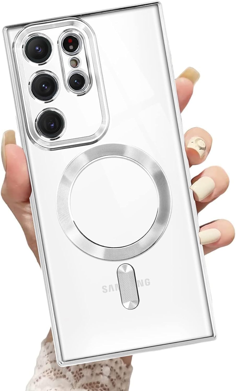 Magnetic Case Compatible with Galaxy Note 20 Ultra Wireless Anti-Scratch Shockproof Full Camera Protection Cover for Samsung Galaxy Note 20 Ultra (Silver)