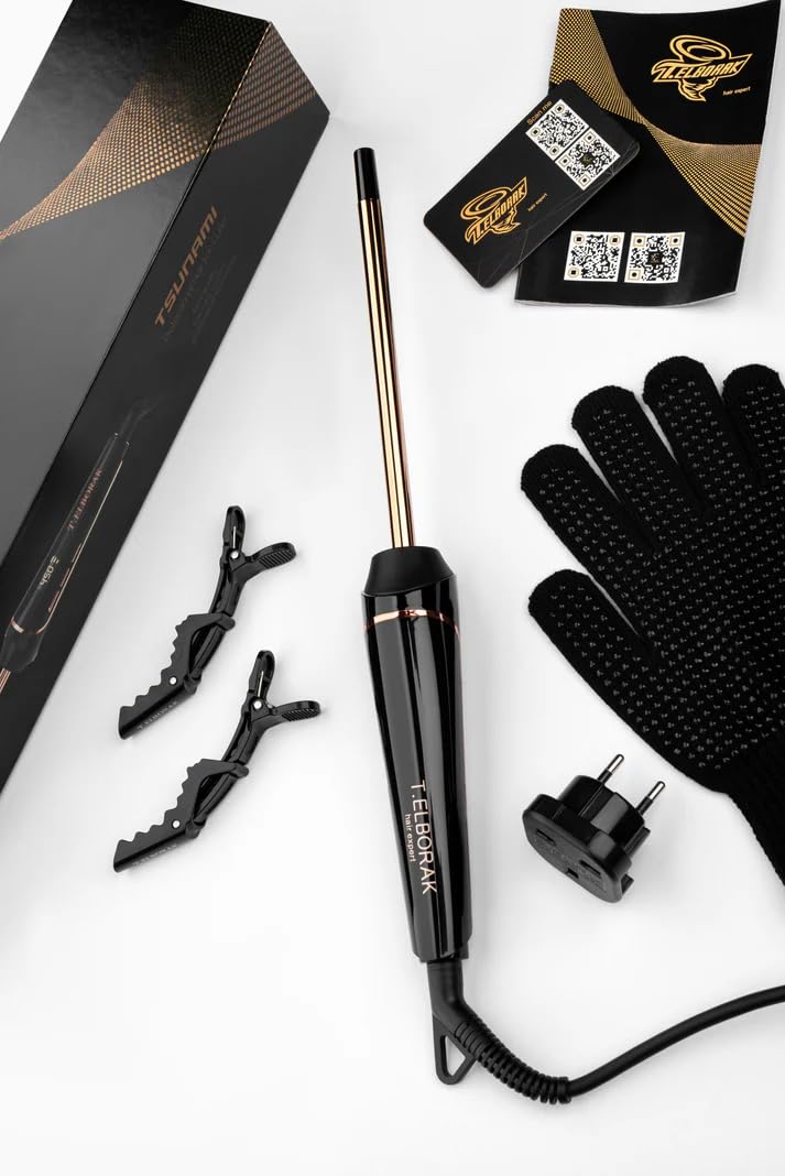 T-EB Hair Professional Hair Straightener - Tsunami Ergonomic Design Lightweight Design for Curls and Consistent Curls and Unique Shape