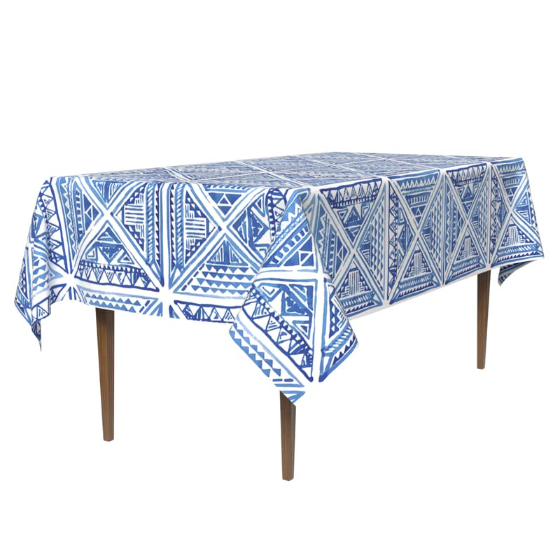 ART MOOD HOME Waterproof Polyester Fabric Glam tablecloth waterproof Blue &White 140x300 CM