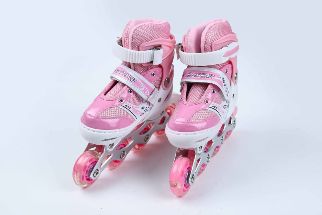 Skating shoes single row - adjustable roller skate shoes, pink* white, 39:42