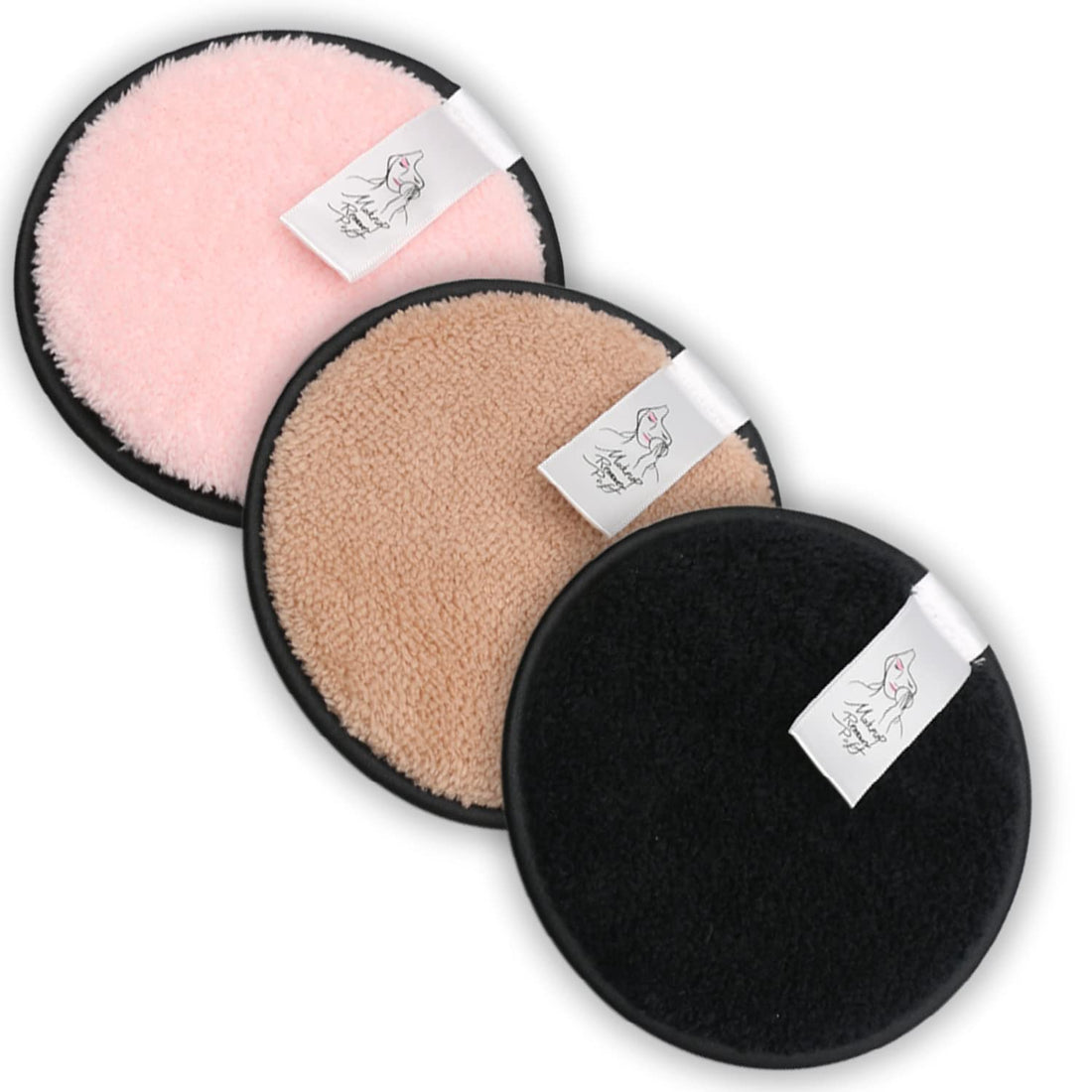 Pack of 3 Reusable Makeup Remover Pads | Soft and Smooth Dual Sided Velvet Microfiber Cloth for Face Eye Lips Skin Cleansing | Washable Facial Pad | Eco-Friendly Beauty Products Cleaning Puffs