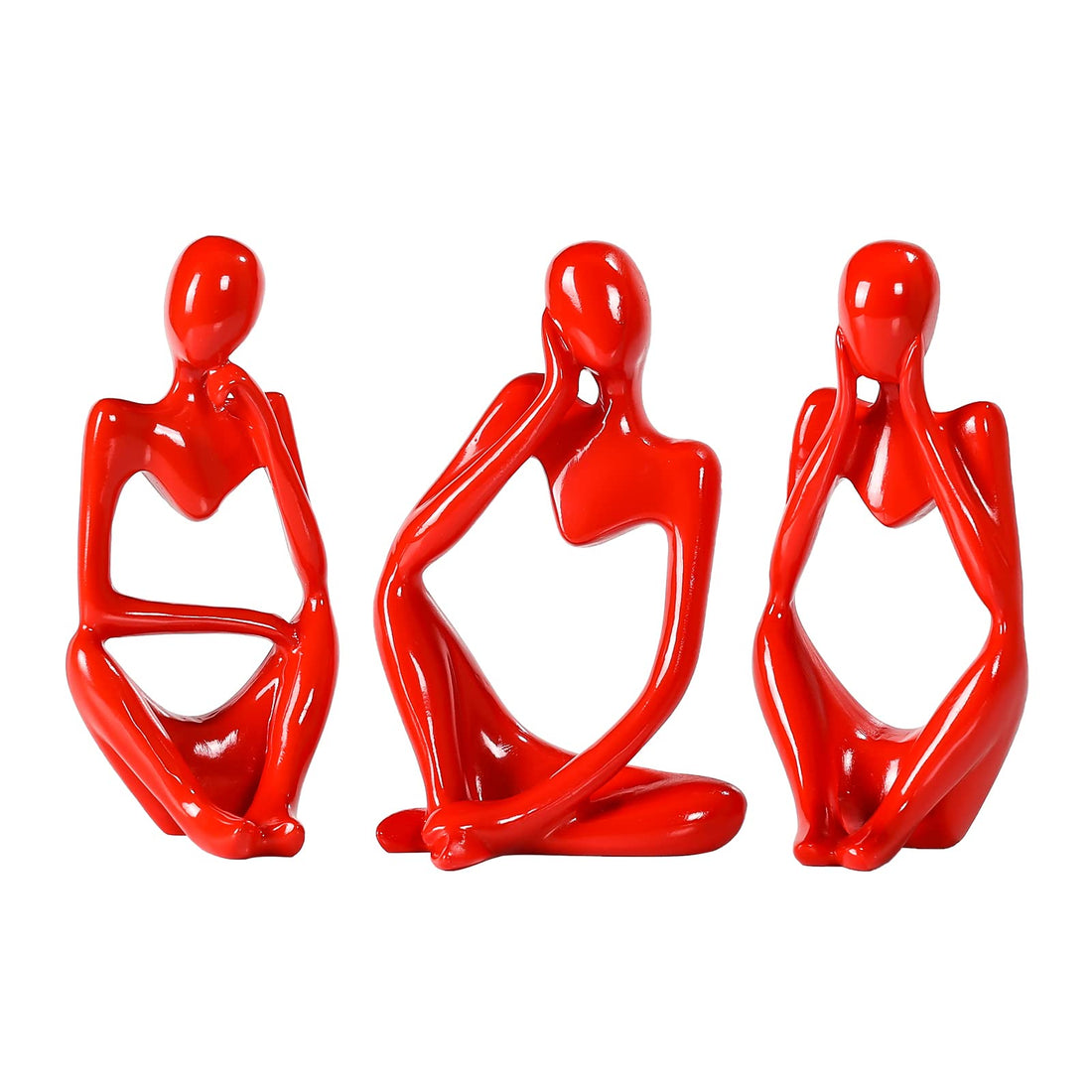 BMLCGJ Thinker Statue Gold Decor Abstract Art Sculpture, Golden Resin Collectible Figurines for Home Living Room Office Shelf Decoration, Great Gifts Ideas (Red)