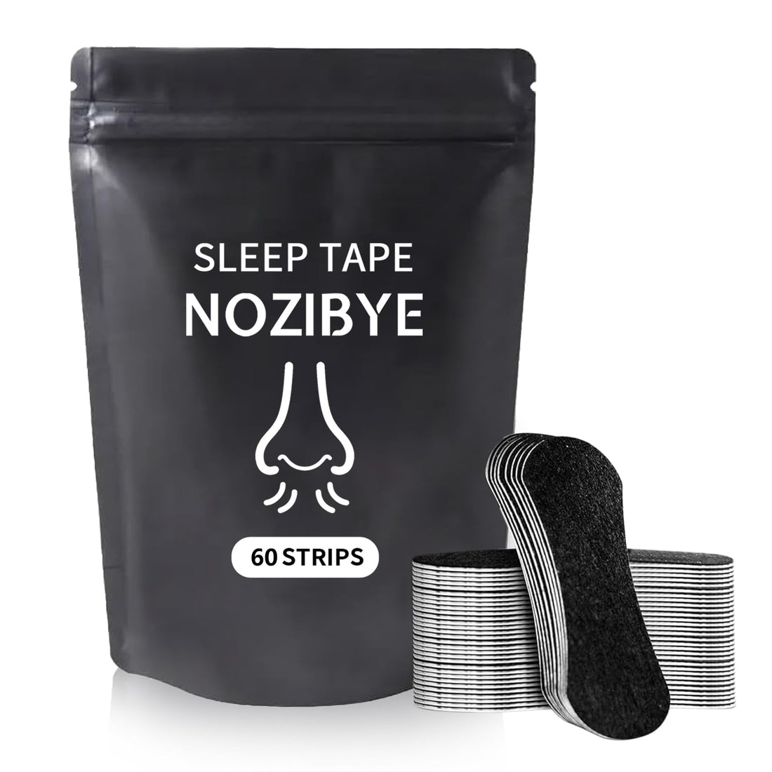 Anti Snore Nasal Strips for Sleeping - Comfortable & Breathable Nose Tape for Snoring Relief (Black, 60)