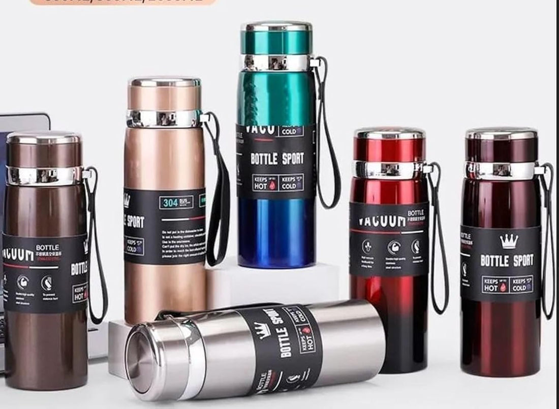 Kitchen Lovely Stainless Steel Water Bottles, Reusable Metal Sports Design for Camping and Gym "Keeps Drinks Hot and Cold" Double Wall Vacuum Insulated 800ml
