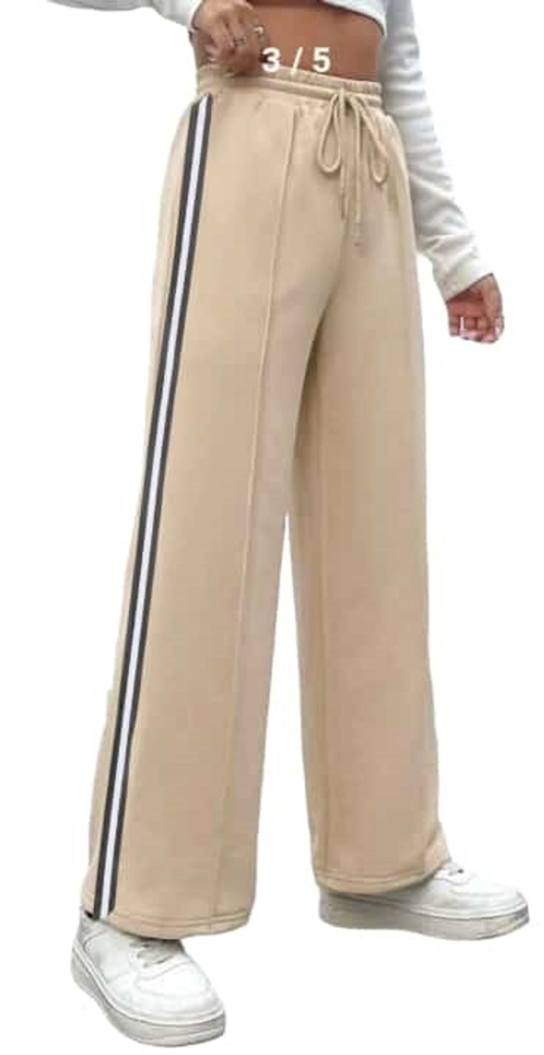Mizah Side Stripe Wide Sweatpants For Girls And Women - High Waist - Stylish And Comfortable