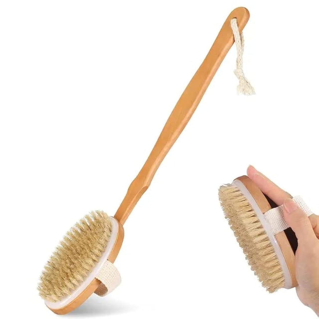 Back Brush | Bath Brush for Women | Brown | Natural Bristle | Remove Dead Skin | Dry Brushing Body Brush | Dry Body Brush | Pack of 1