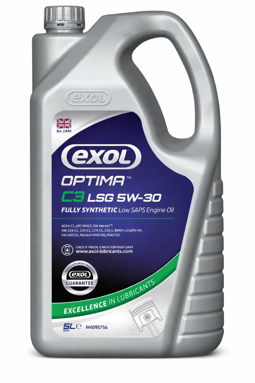 Exol Optima C3 5W-30 Low SAPS Fully Synthetic Motor Oil, 5 Litre, Compatible with Diesel Particle Filters