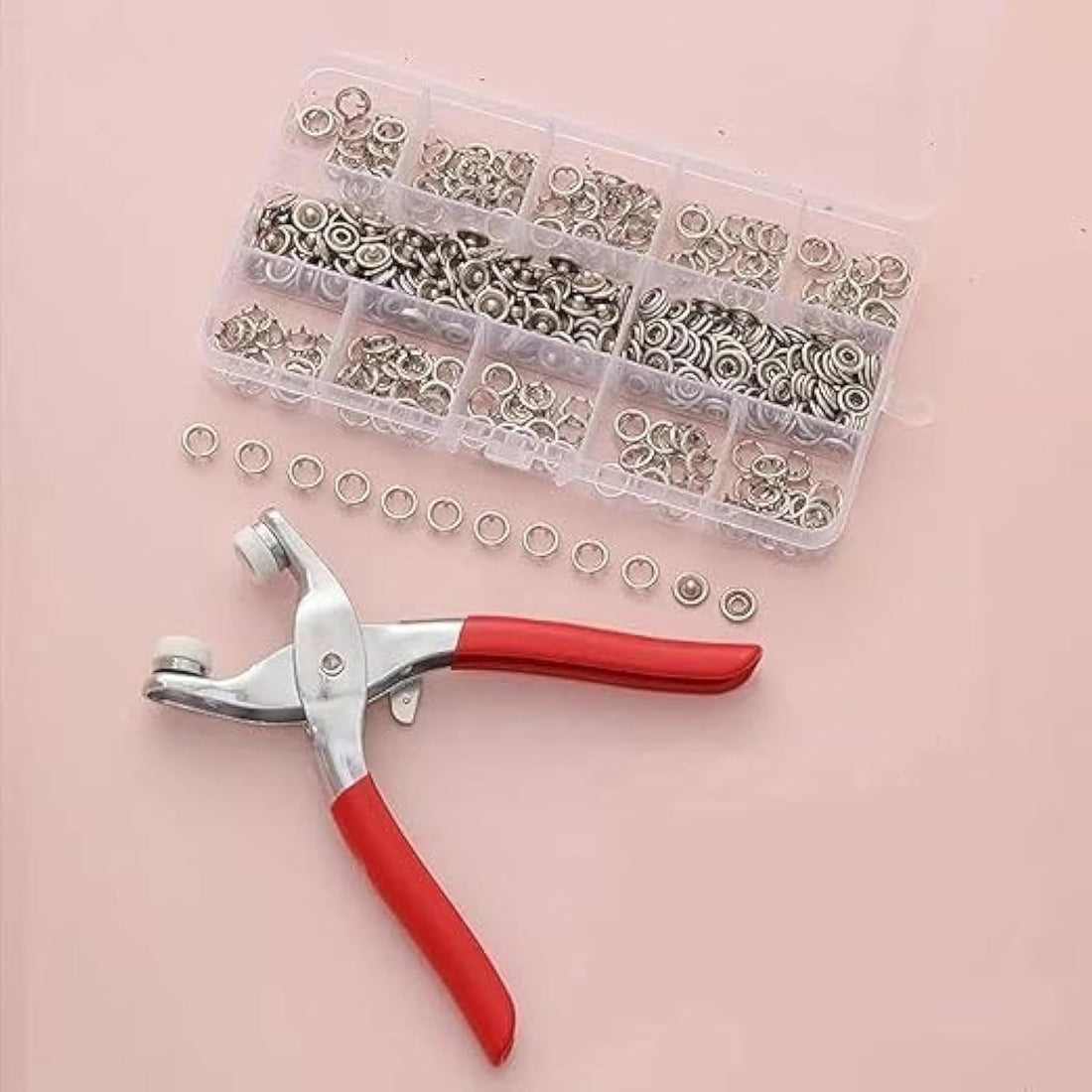 Stainless Steel Snap Buttons with Assorted Frames, Brass & Stainless Steel Mounting Hardware to Hold Baby Clothes Buttons Neatly and Easily - About 200 Capsules - Now Available at Pegui Bell