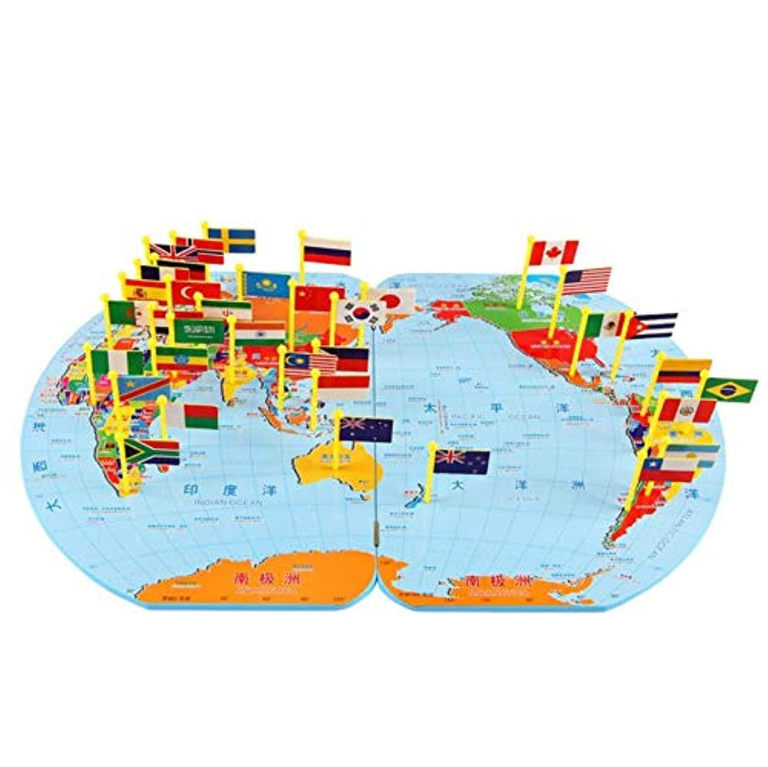 soying Children Wooden World Map Flag Jigsaw Puzzles - 47.5X29.5cm