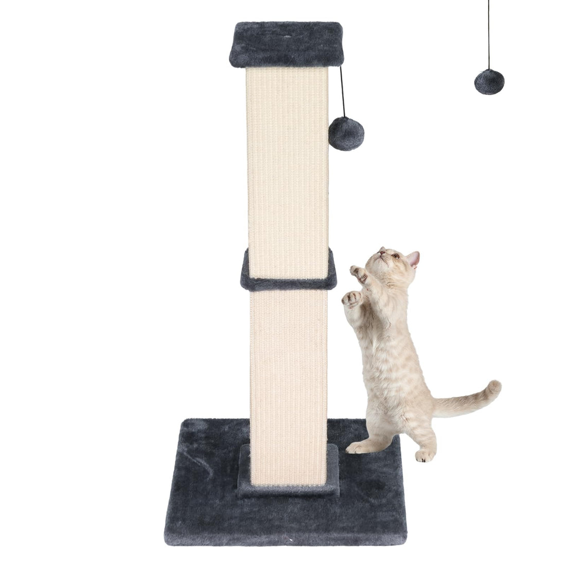 Advwin Cat Scratching Post, 84cm Tall Natural Sisal Kitty Cat Scratch with Hanging Ball, Durable Cat Scratcher Poles