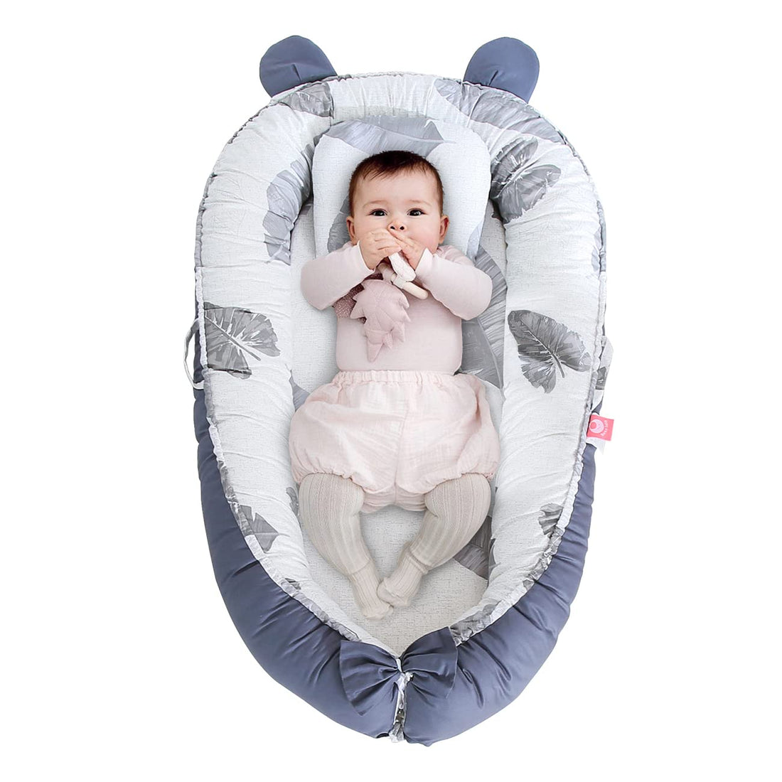 Moro Moro 3 Baby Lounger Replaceable Cover Baby Nest Backup Cover 100% Cotton Breathable Machine Washable (Gray Blue Star)
