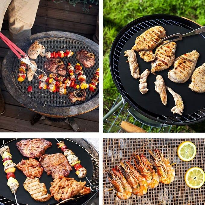 Grill Mats, Teflon Baking Mats Non-Stick Mesh Grill Mat Reusable Charcoal Electric Grill Oven Grill (24cm)
