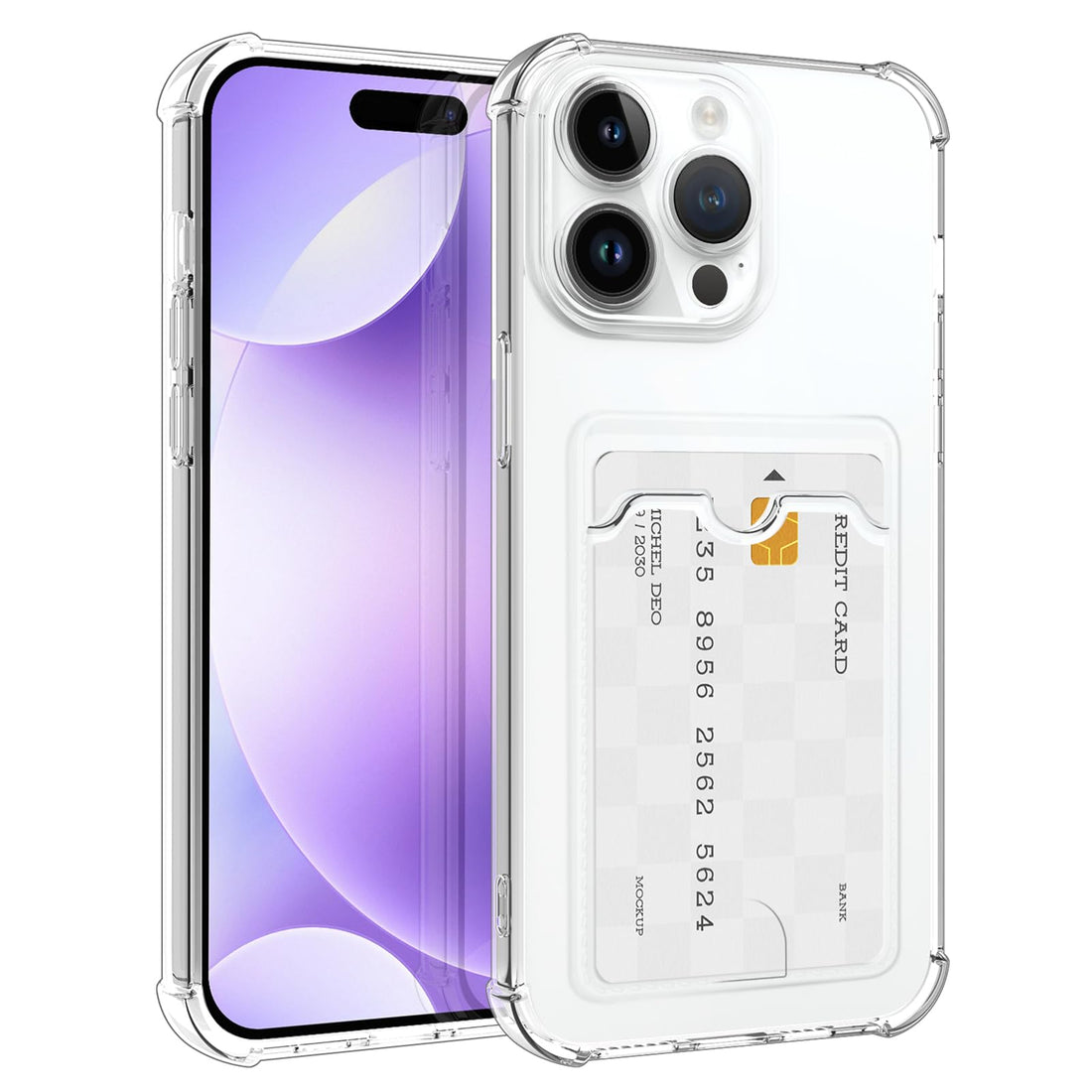 ZIYE Clear Wallet for iPhone 15 Pro Max Case, Soft TPU Shockproof Wallet Case with Card Holder Pocket, Cute Slim Transparent Protective Card Slot Phone Case with Camera Protection, Clear
