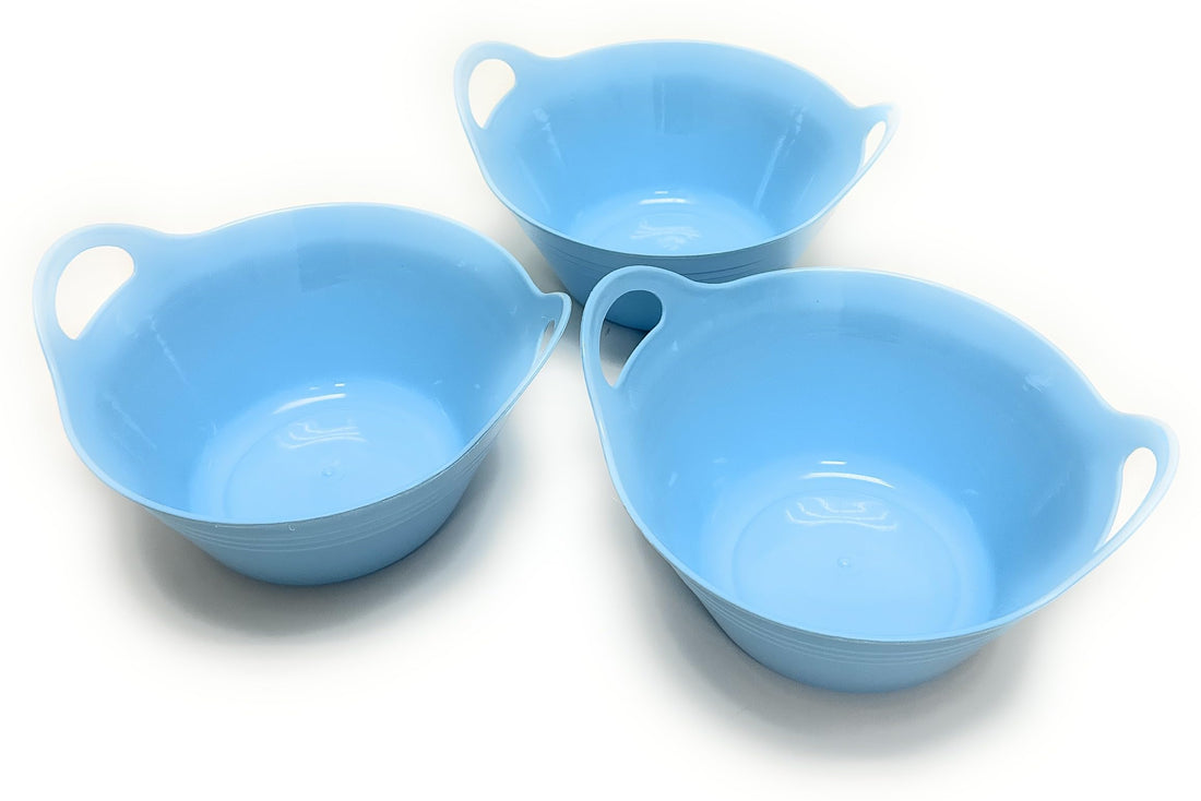 Mintra Home Plastic Bowls with Handles (Arctic Ice, 970ml Small 3pk)