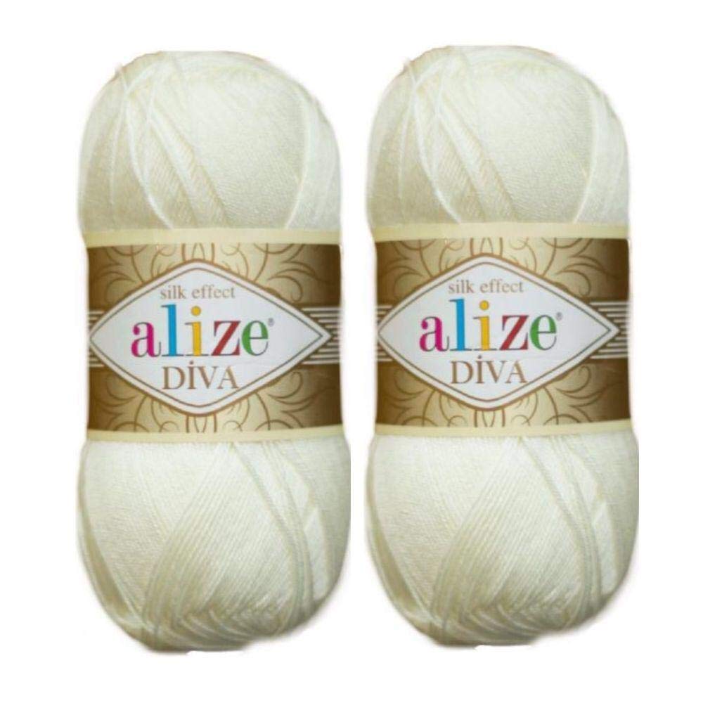 Alize 2X Diva Silk Effect Cream Beige No.62 Crochet and Knitting Yarn