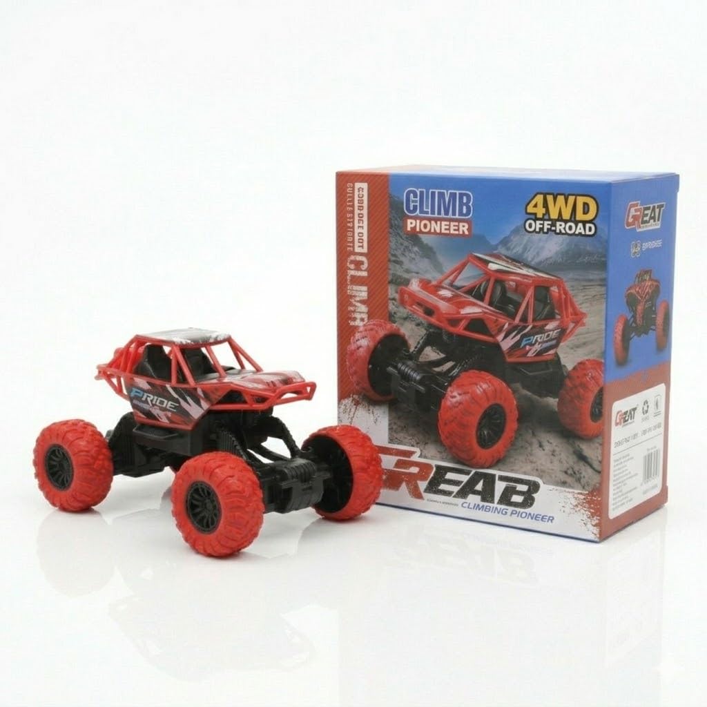 Remote Control Rock Climbing Car, Multiple Colors, Deep Rubber Tires, Shock Absorber Suspension (Red)