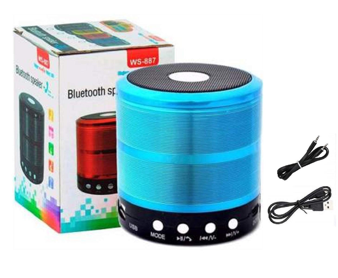 generic SPOY Mini Bluetooth Speaker WS-887 with FM Radio, Memory Card Slot, USB Pen Drive Slot, AUX Input Mode - Blue, wireless