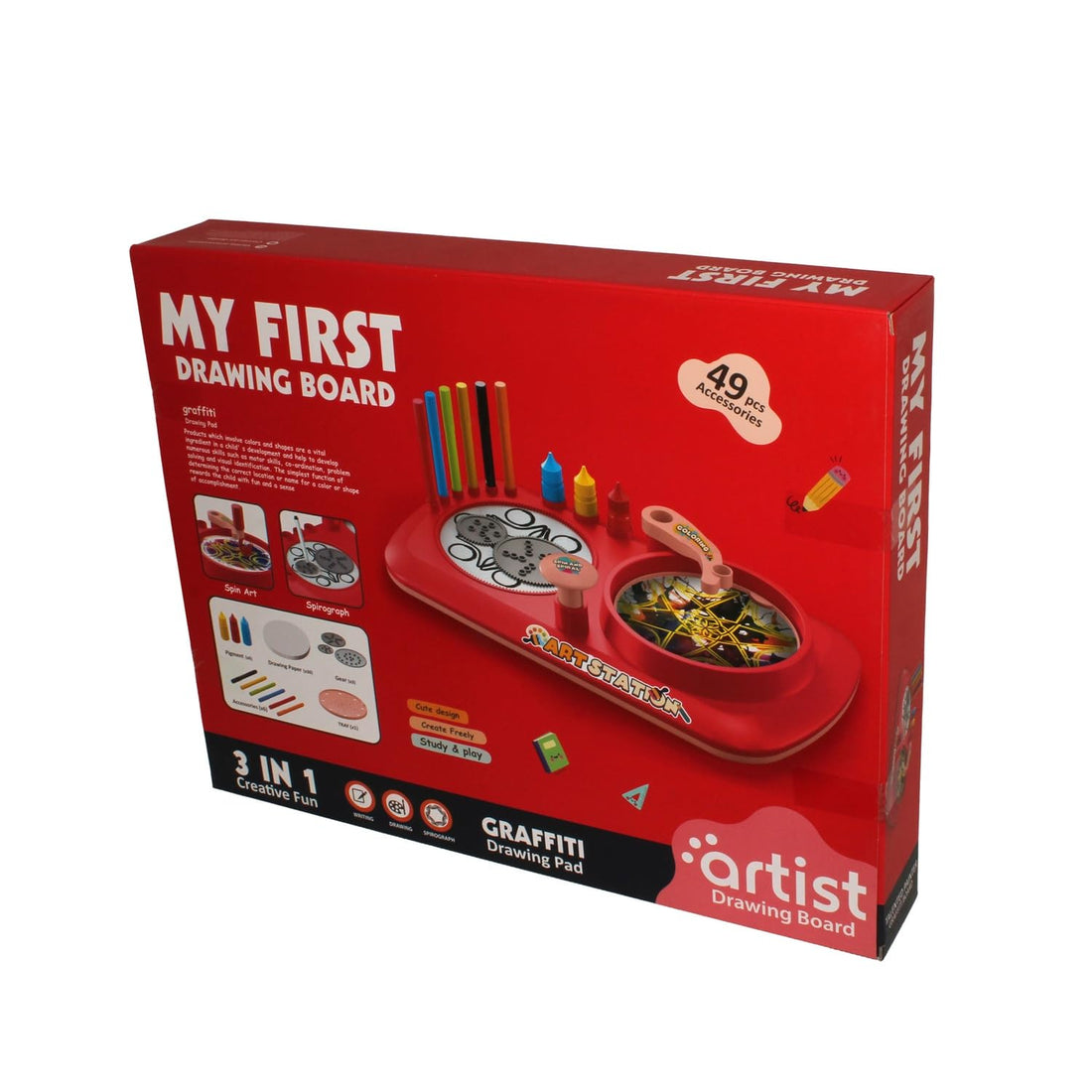My First Drawing Board – Graffiti Drawing Pad (49 Accessories, Red)