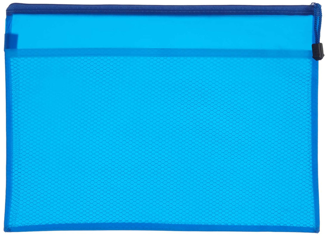Fabric file with zipper, a4 - blue