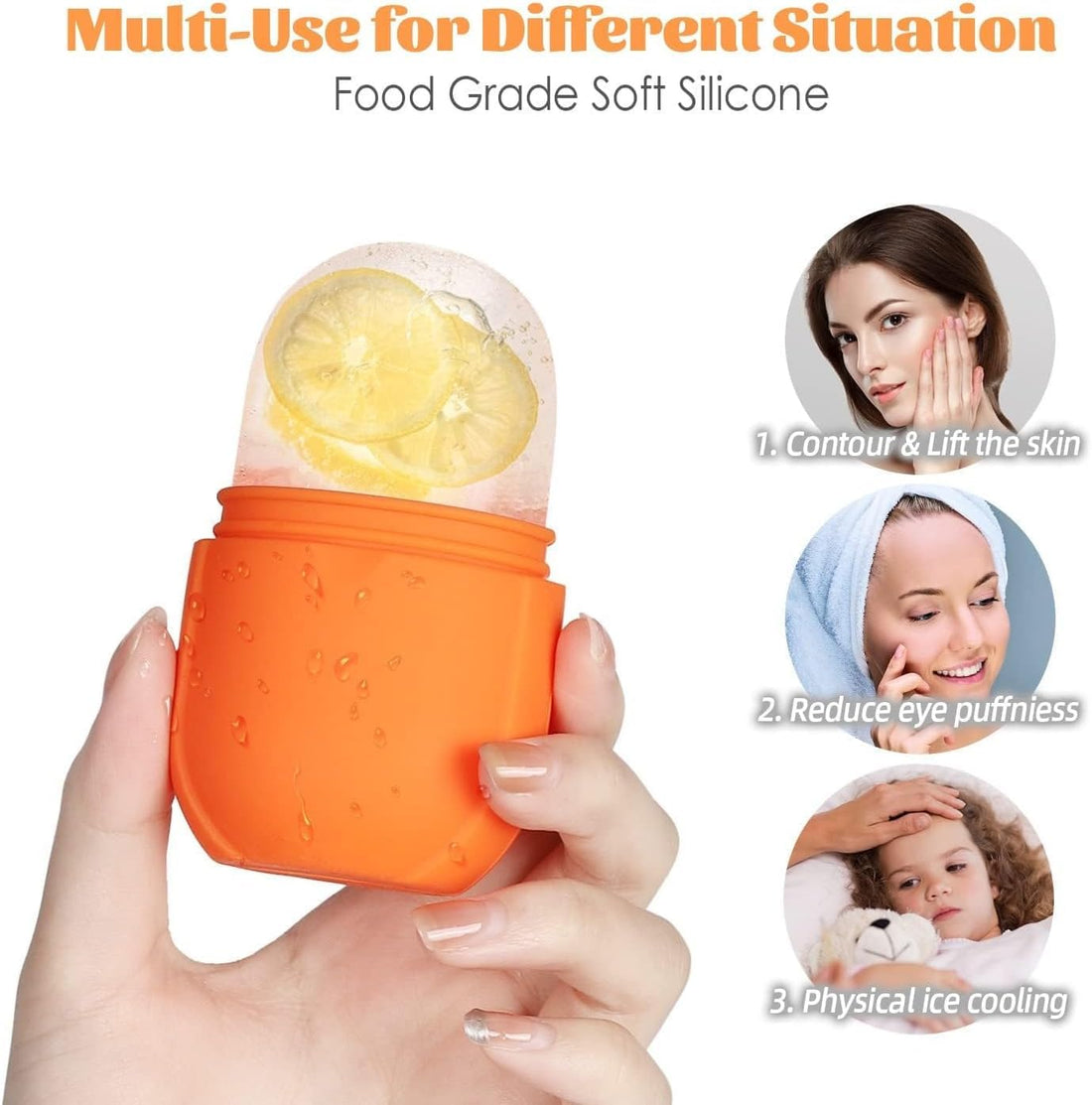 Ice Roller for Face & Eye - Silicone Ice Mold Face Massage, Facial Beauty Ice Roller Skin Care Tools, Capsules Skin Care Kit, Remove Fine Lines & Shrink Pores,