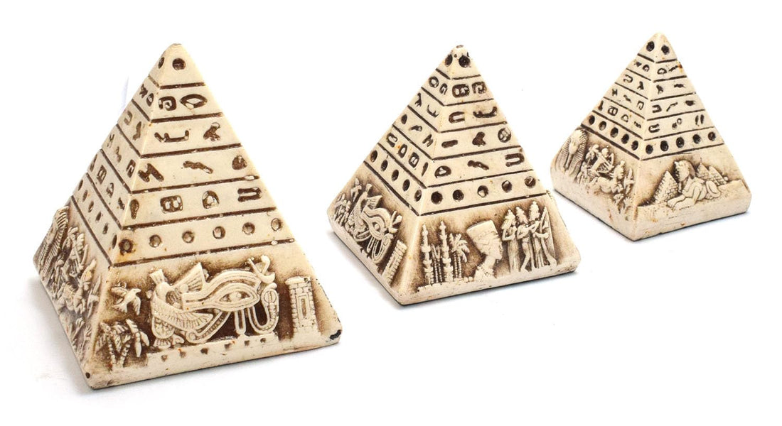 immatgar pharaonic pyramids Statue ancient Egyptian souvenirs gifts for women and men Home Décor Sculpture Pharaohs art (shape3 - off white - 8 CM Height)