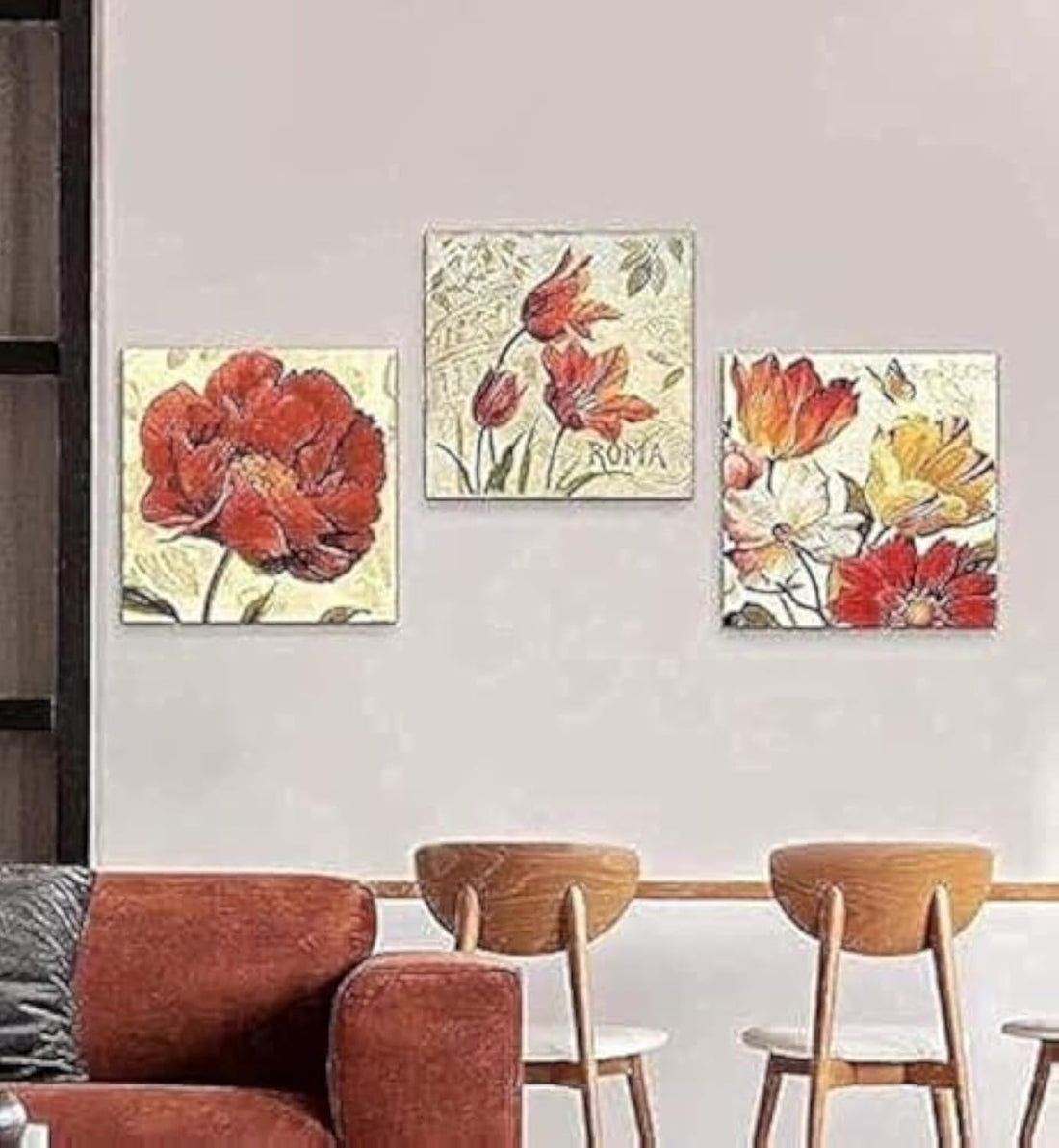 Set of 3 Floral tableau, 40x40 per piece, Prints on wood - 2725516262848