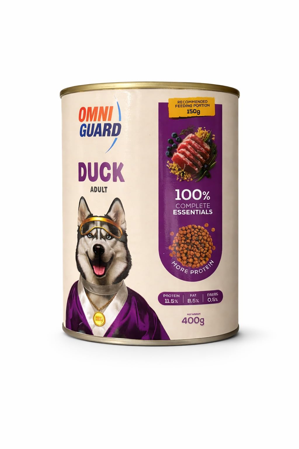 Omni-Guard Adult Wet Dog Food Complete Essentials Canned Meal (3 Pieces - 400 Gram, Duck)