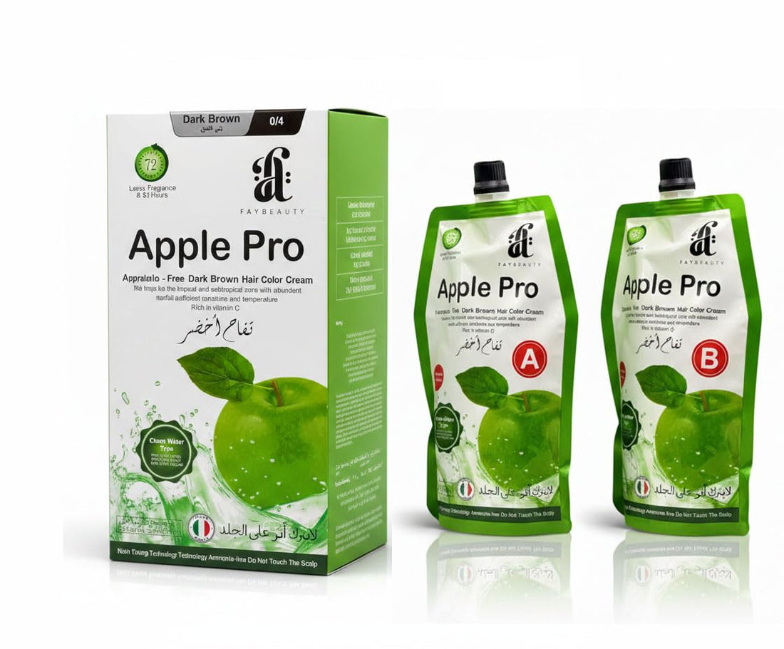 Apple Pro Hair Color Cream, Dark Brown, Twin Pack 500 + 500 ml, Paraben Free, Full Coverage for White Hair