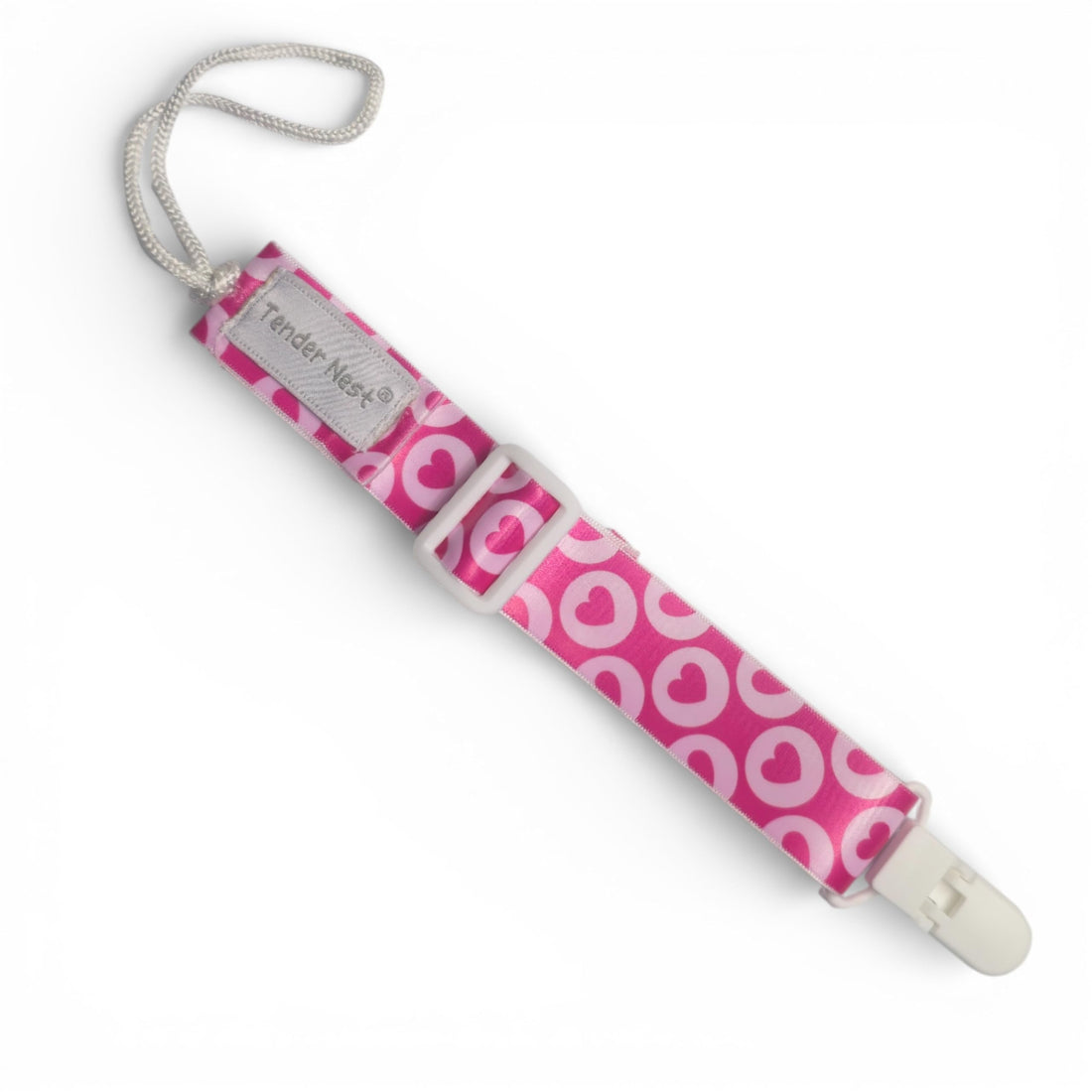 Adjustable Hearts Pattern Satin Pacifier Clip for 0-2 Years Baby Girls