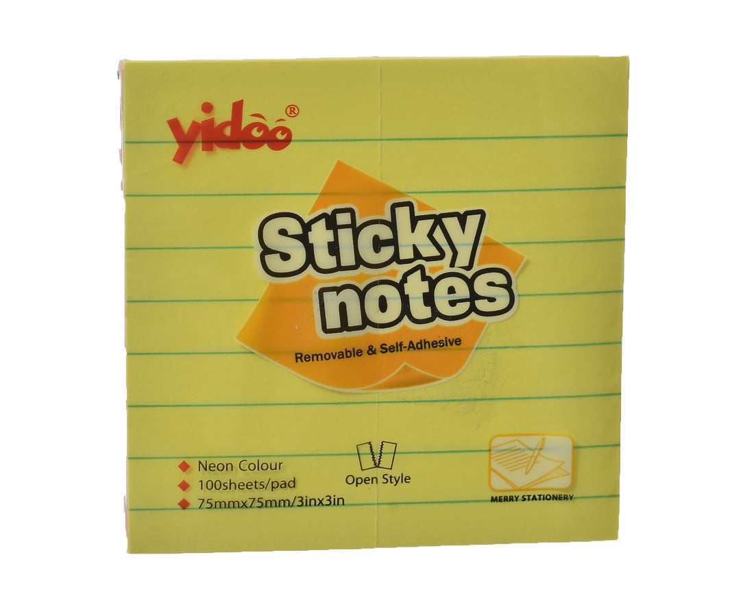 Sticky Notes 75 × 75 mm 100 Sheets Ruled Neon Multicolor Model SN3718