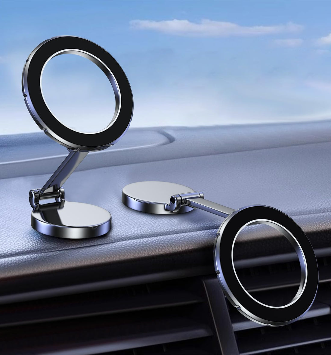 Magnetic Car Phone Holder – 360° Rotation, Alloy Folding Ultra Magnetic Mount, Universal for All Cell Phones, Magsafe Compatible
