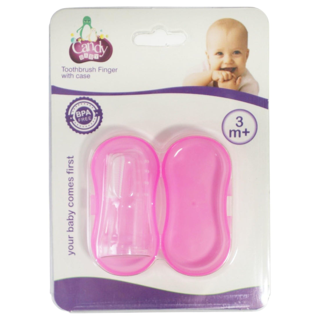 Candy Baby Toothbrush Finger With Case BPA Free-For Girls-Clear&Pink +3 Months