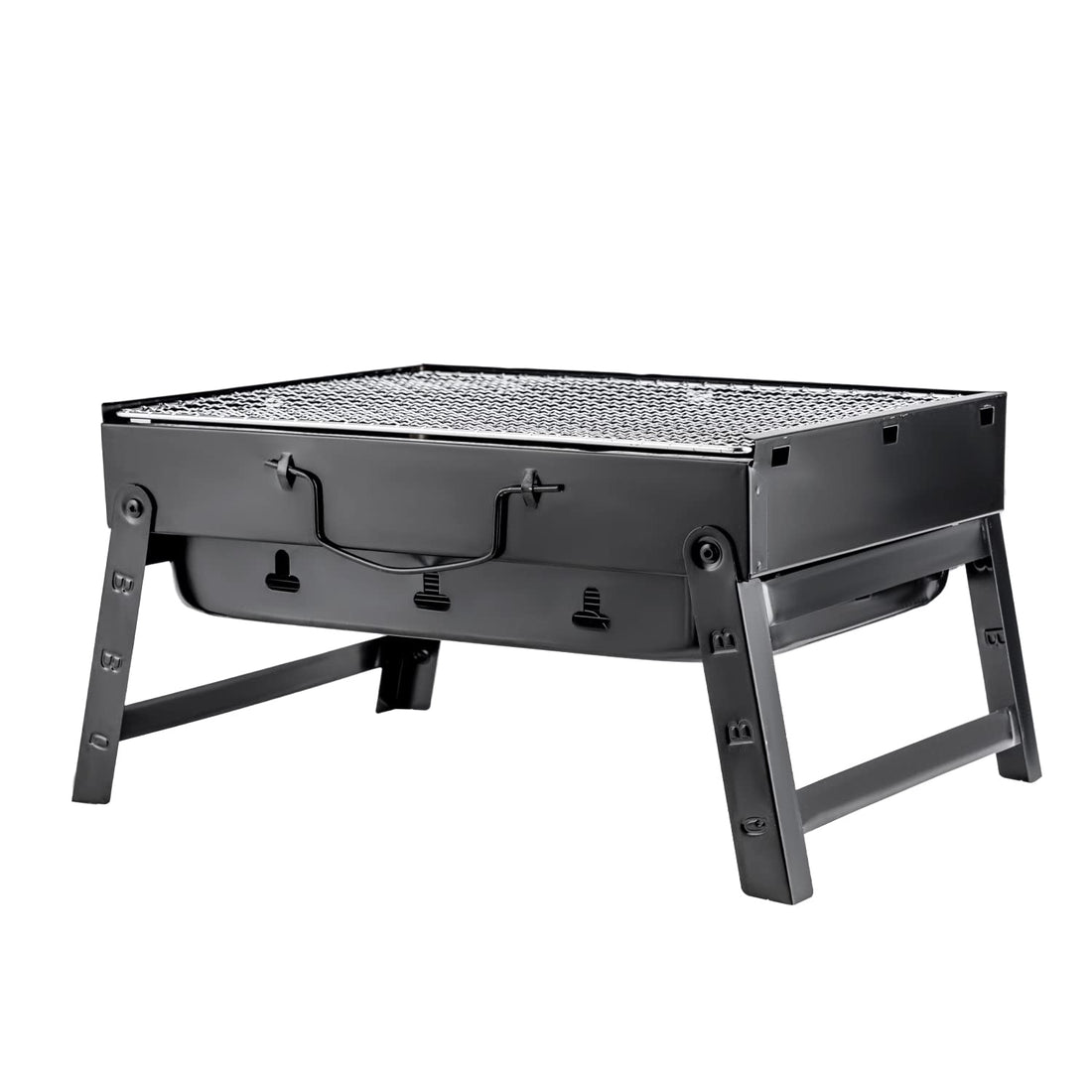 Barbeque Stand with Grill Durable Iron Construction, RF10358 - Foldable Barbecue Charcoal Grill, BBQ Charcoal Grills Folding Tabletop Kabab Smoker Grill for Outdoor Camping