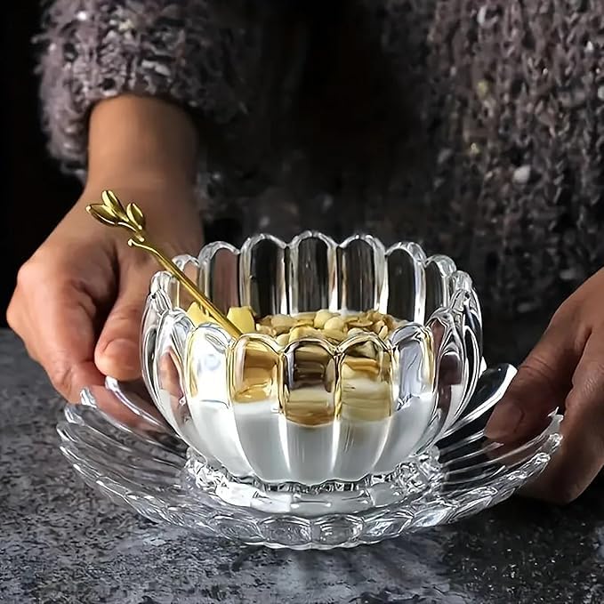 volura Clear Glass Dishes, Set of 6, Glass, Suitable for Microwave, Desserts, Appetizers and Sauces
