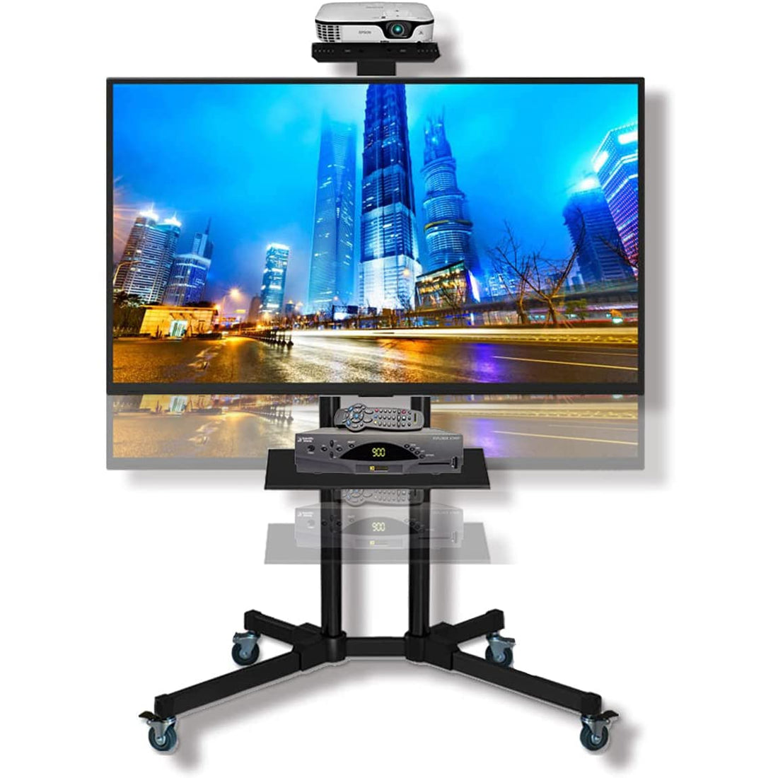 SKADE Universal Mobile TV Cart TV Stand with Height Adjustable Shelf,TVs Rolling TV Stand with Mount/Trolley with Camera Shelf for 37-70 Inch Flat, Curved LED, LCD, Plasma Display up to 110 lbs