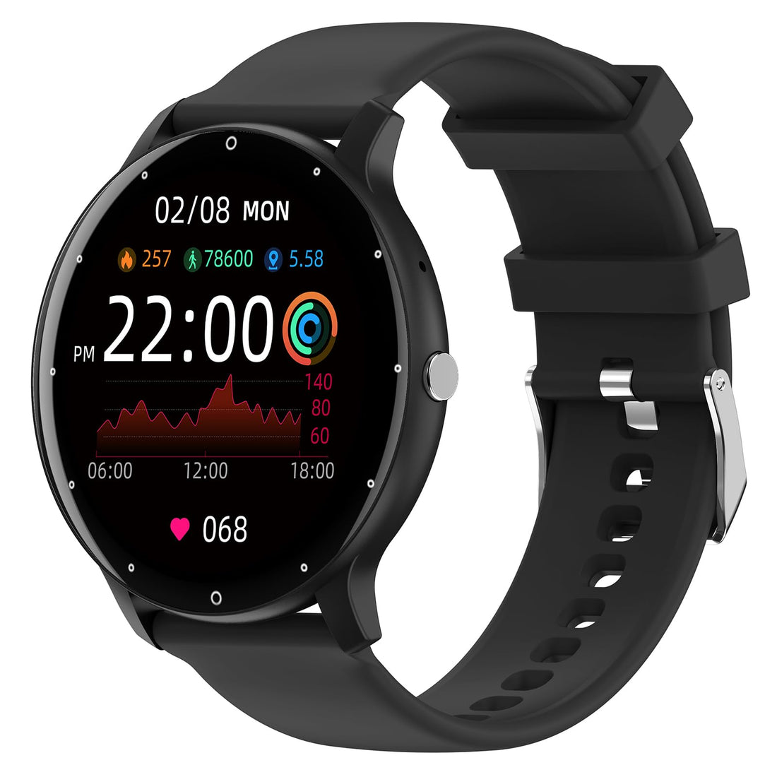 Smartwatch with Answer/Make Calls - 1.28" Smart Watch for Men Women, Ultra-thin Design, Fitness Tracker, Scientific Sleeping Tracking, Heart Rate/Sleep Monitor, Compatible with Android & iOS (Black)