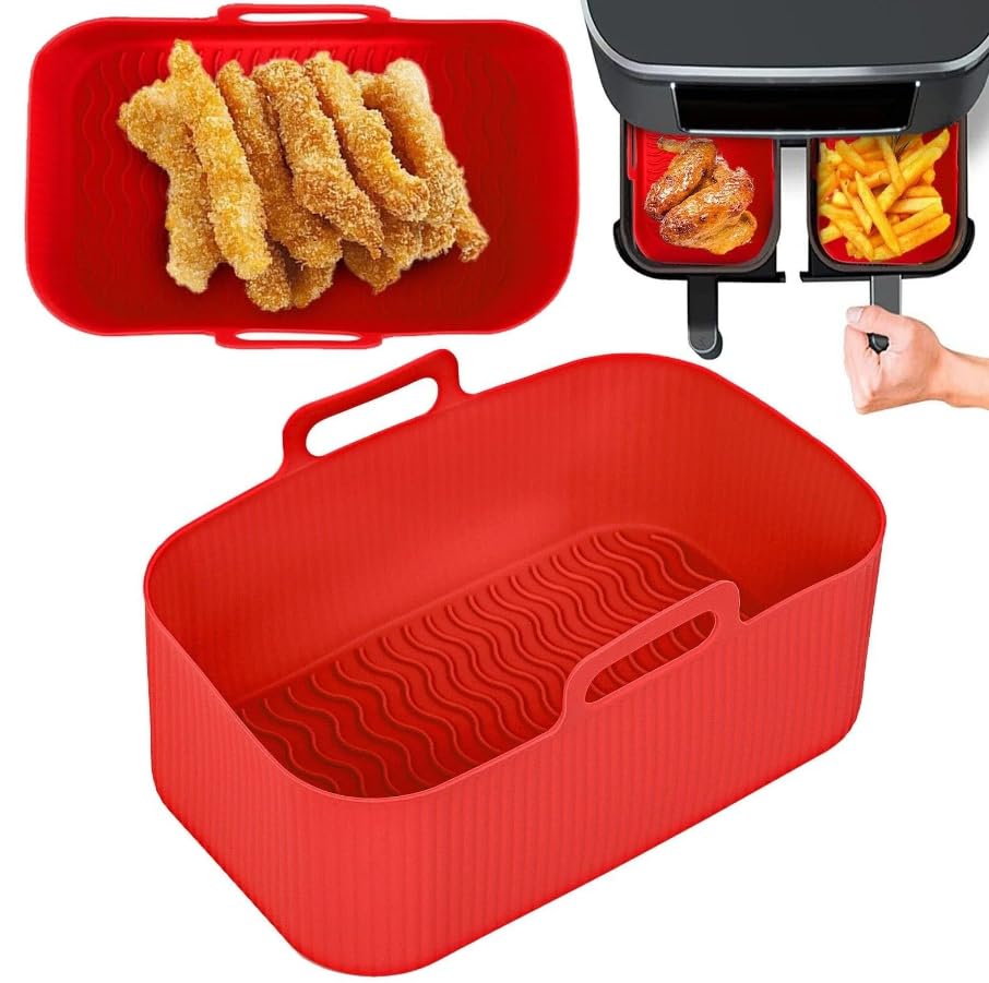 Air Fryer Silicone Pot, Red, Heat Resistant Up to 230℃, Dishwasher Safe, 1 Piece Dollar Household Import