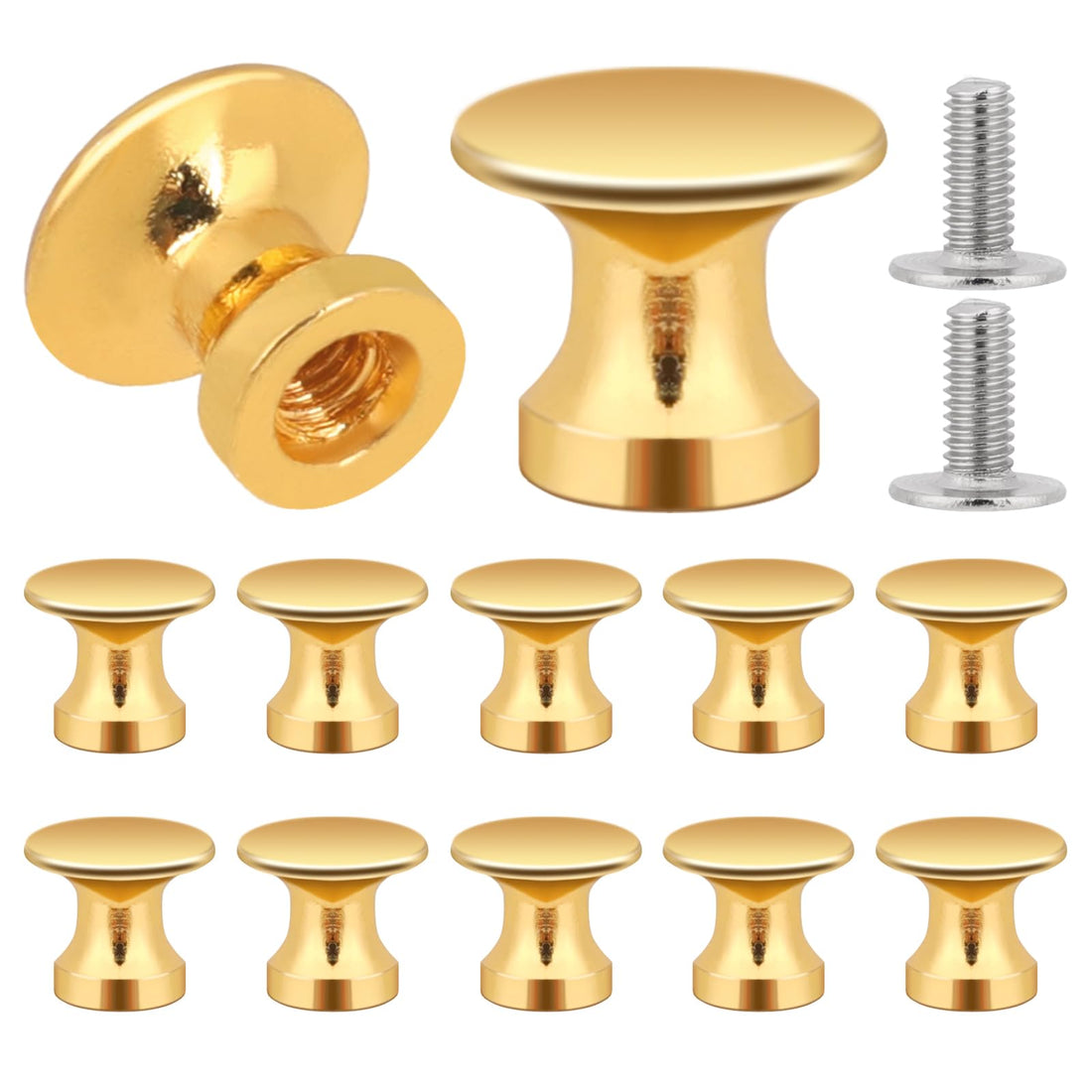 KALIONE 12 Pcs Small Knobs for Jewelry Box Gold Small Cabinet Knobs 1/2 Inch Mini Drawer Knob Pulls for Gift Case, Antique Jewelry Box Dresser