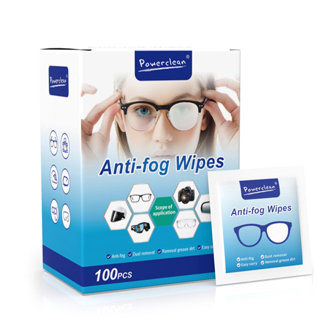 Pre-Moistened Lens Wipes - Portable Cleaning Wipes for Glasses Phones Camera Lenses Screens - 100 Count Wipes