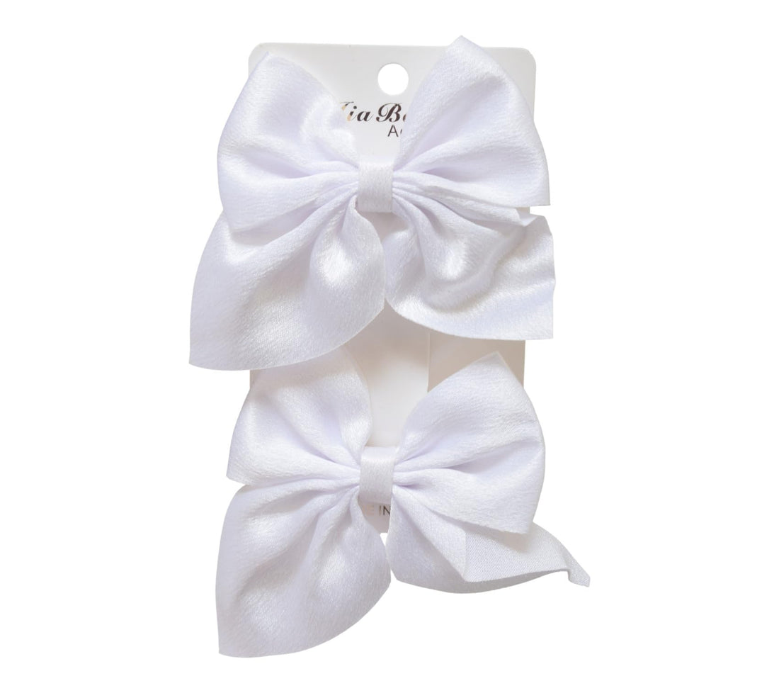 Daphne 2-Piece Girls Bow Hair Clip Set - White