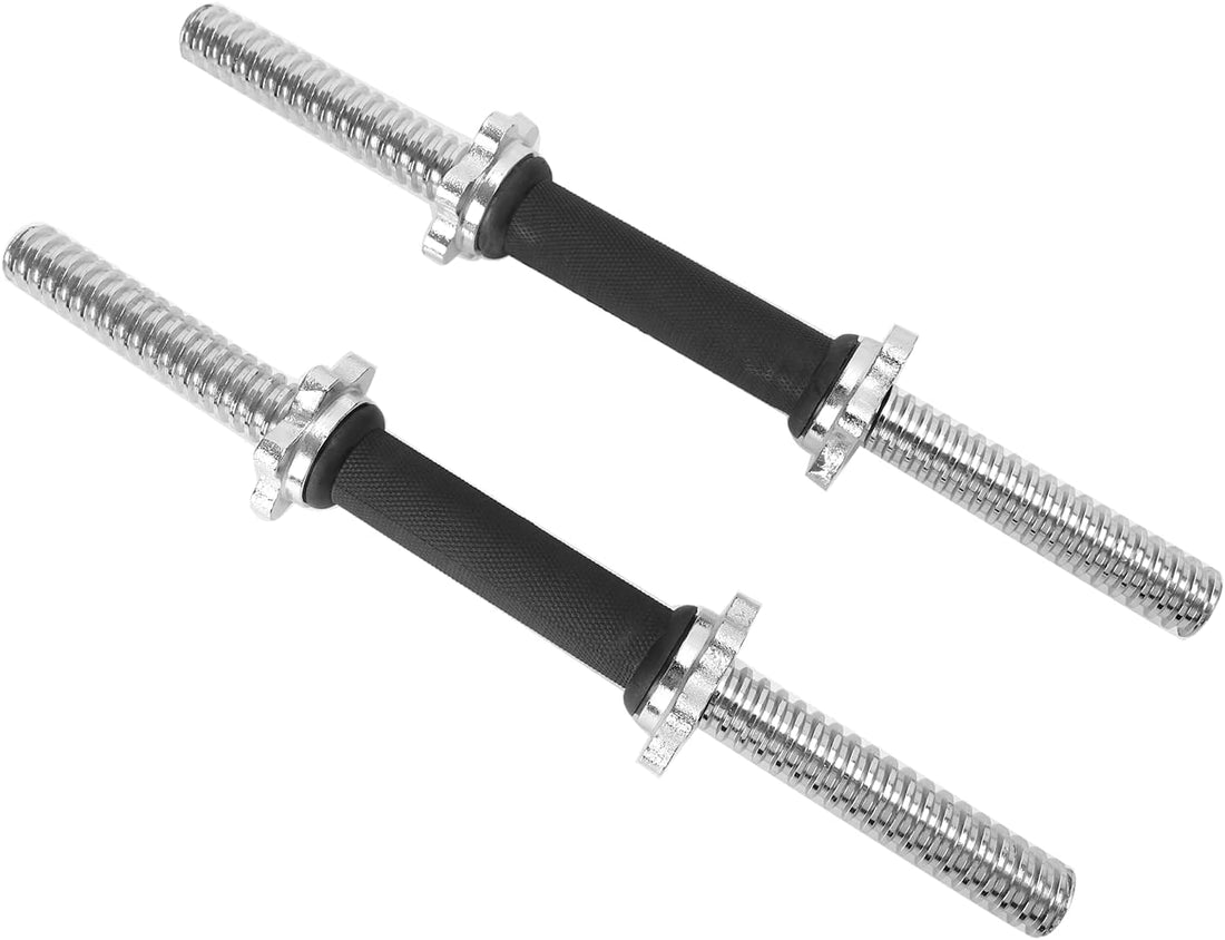 1 Inch Iron Dumbbell Grips Pair with Star Locks – Drilled Grip Non-Slip – Strength Training & Home Gym 40cm Length
