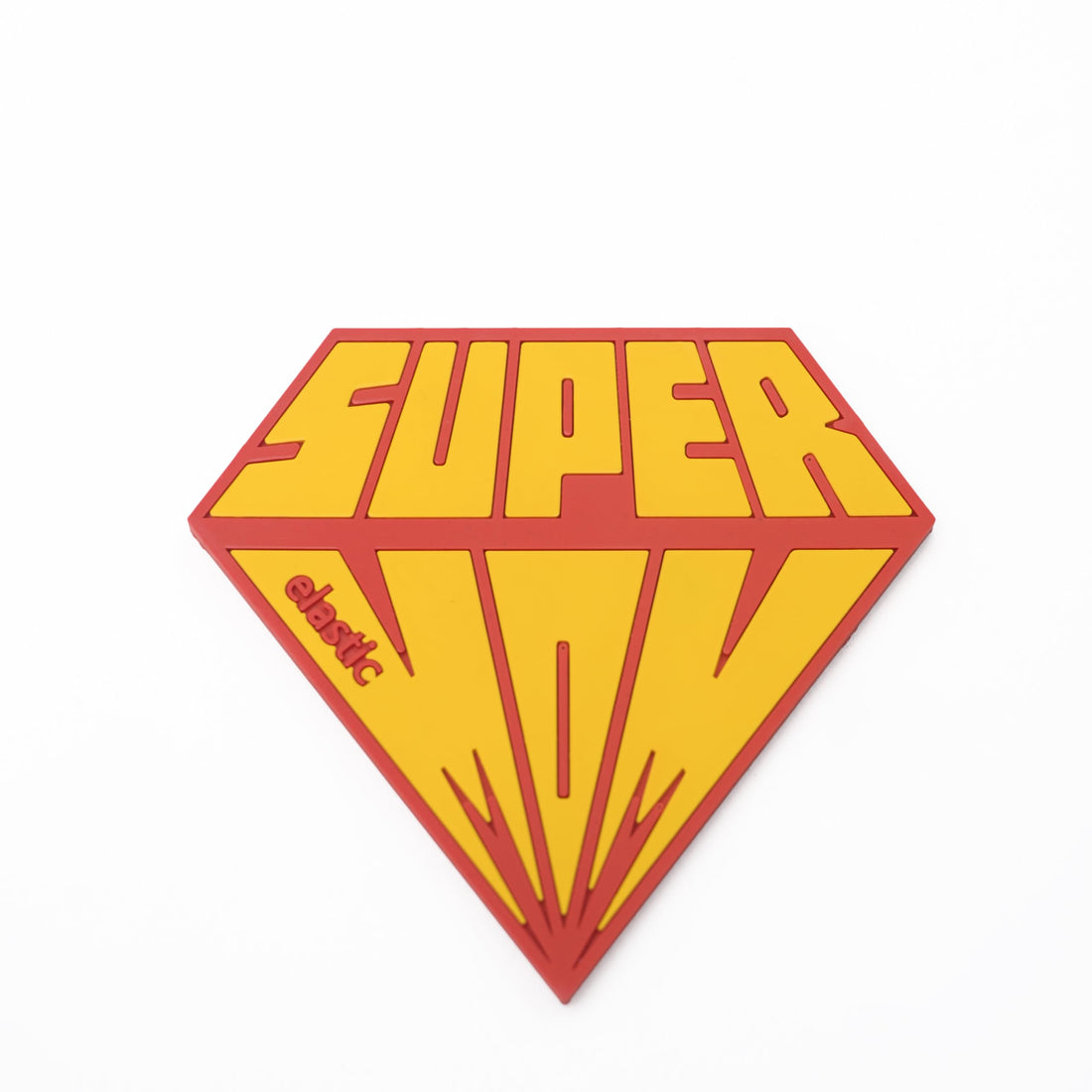 Elastic Super Mom Diamond-Shape Coaster, Red and Yellow, Silicone, Novelty Gift-COS-MOM-1