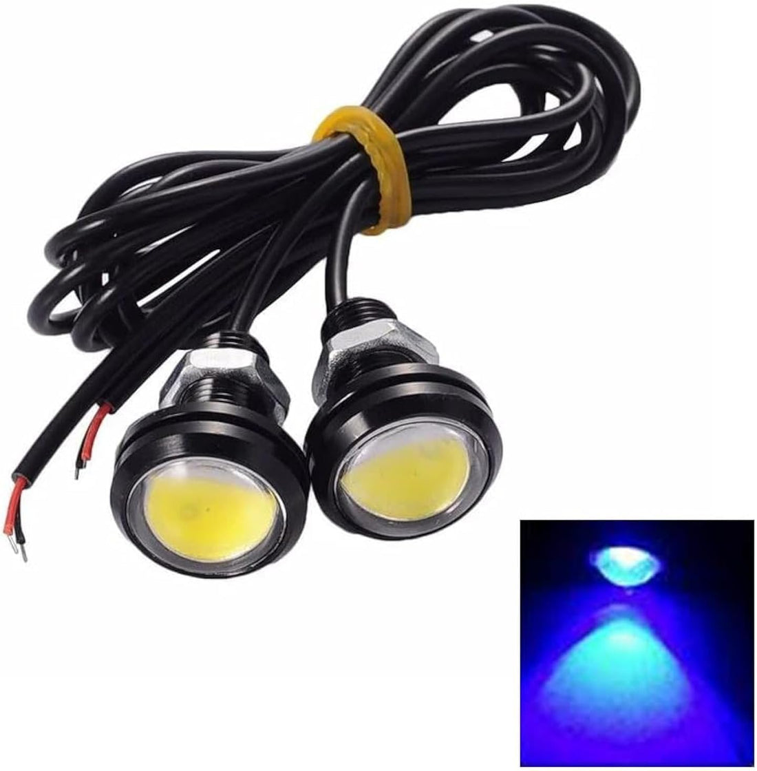 KaberMisr Super Bright LED Daytime Running Light Bulb 9W Universal Eagle Eye 18mm Can Be Used As Fog Lantern/Rear Lantern Bulb/Alarm Signals For Car Motorcycle - (Ice Blue - 2 Pieces) - By KaberMisr