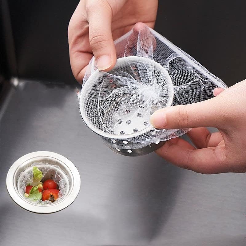 Plan A Disposable Sink Strainer Bags - Mesh, White, Matte Finish - Contains 50 Pcs - Practical & Clean Solution for Kitchens & Bathrooms