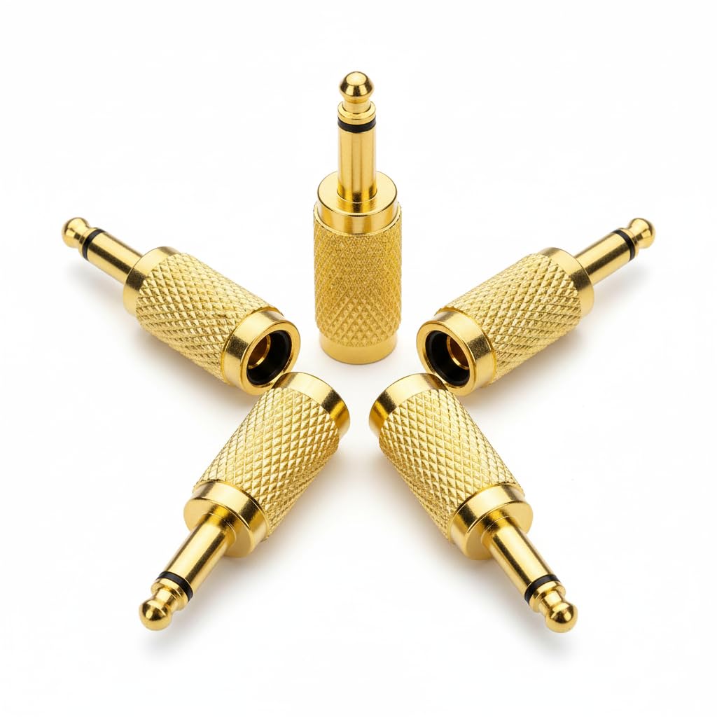 High-Fidelity 3.5mm Female to 6.35mm Male Audio Converter Adapter with Gold-Plated Connectors – Compact Stereo Adapter for Headphones, Mixers, Amplifiers & Instruments (5)