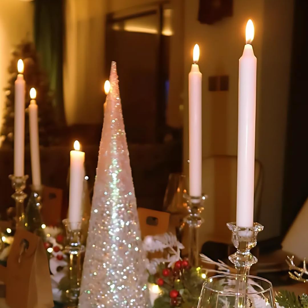 6 Pieces Long Candles Unscented Premium Wax Tall Candles for Home,Table Decoration For Birthday or Romantic Decoration 20 cm (6 White)