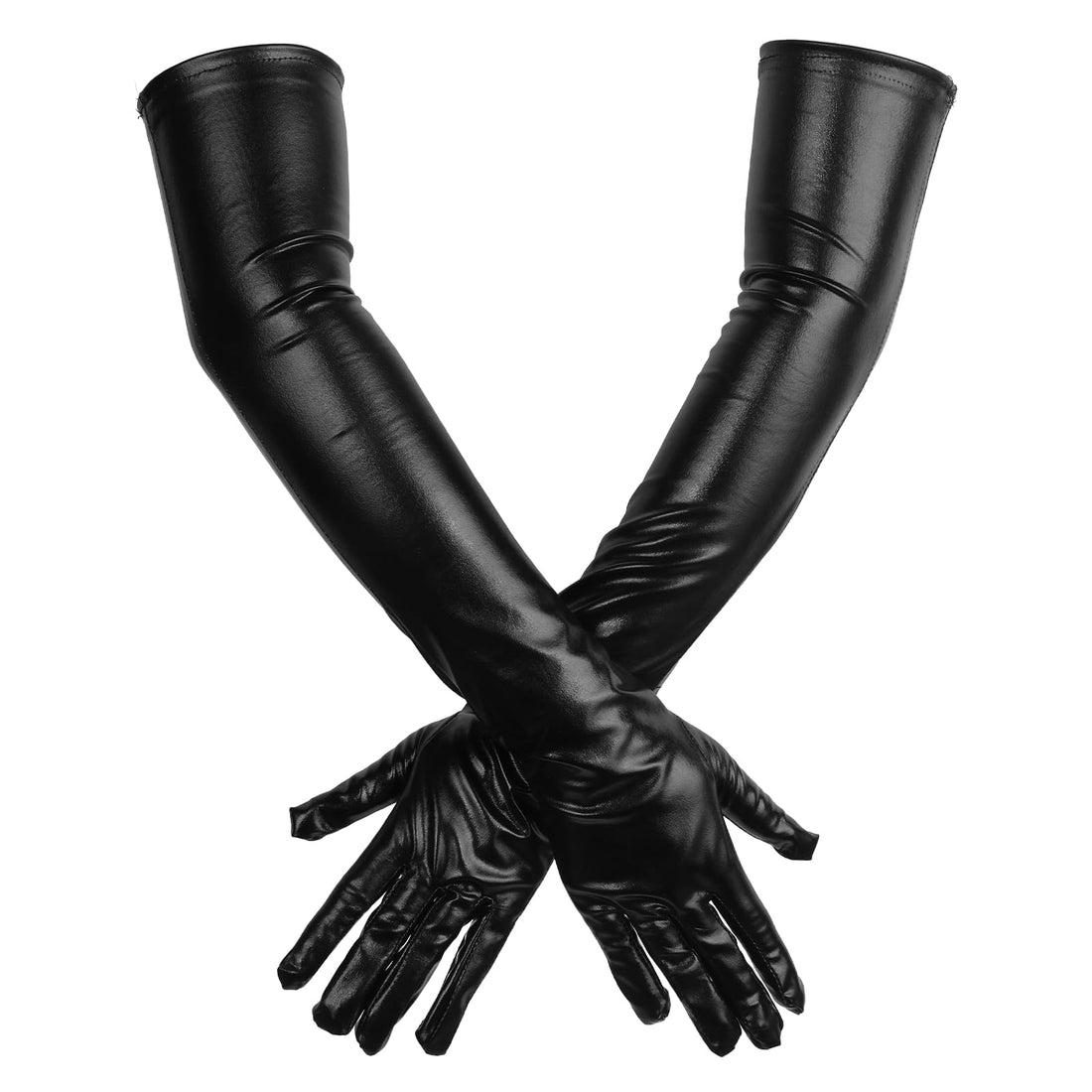 Women's Long Faux Leather Gloves Elbow Length Gloves Black Evening Opera Party Wedding Gloves