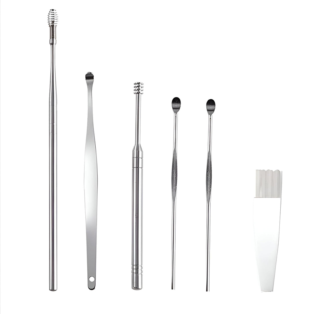 Ear Pick Set - Premium Stainless Steel 6PCS Cleaning Kit for Safe Ear Wax Removal, Includes Storage Box and Brush, Designed for Precise Hygiene and Comfortable Ear Care